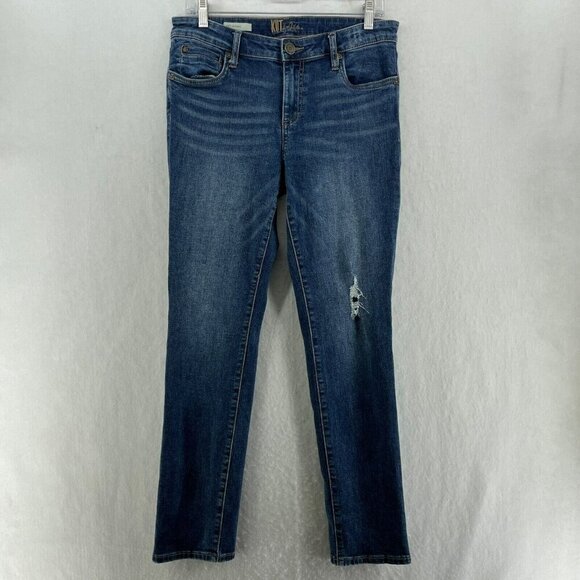 Kut Fron The Kloth Jeans Womens 6 Blue Katy Boyfriend Distressed Denim Stretch - Picture 1 of 13